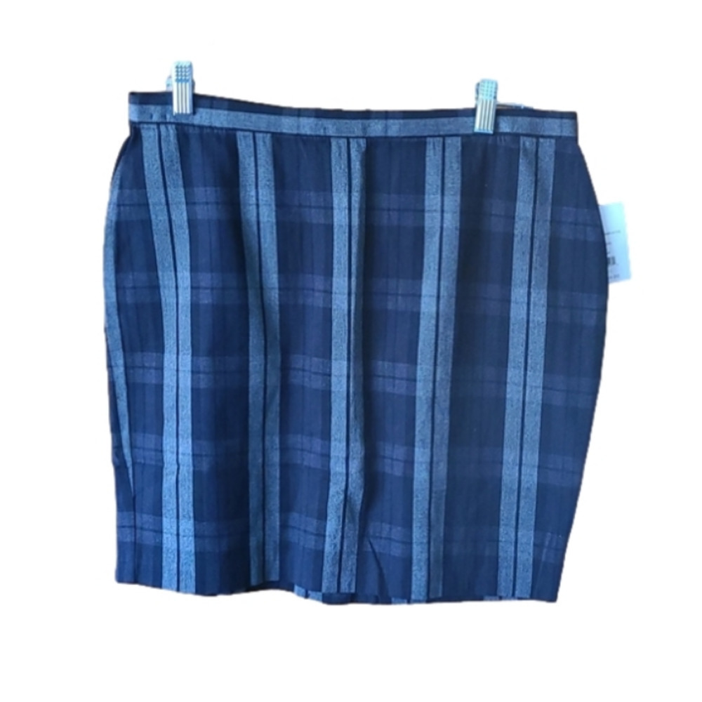 (i1-9) NWT. Black Gray Plaid Dockers Career Pencil Mini Skirt 12P